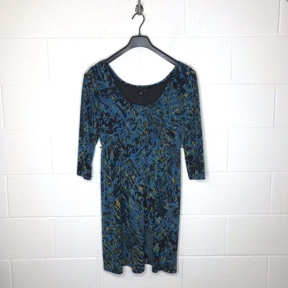 Helene Blake Womens Dress Turquoise Black Gold Long Sleeve Size Medium - Picture 1 of 12